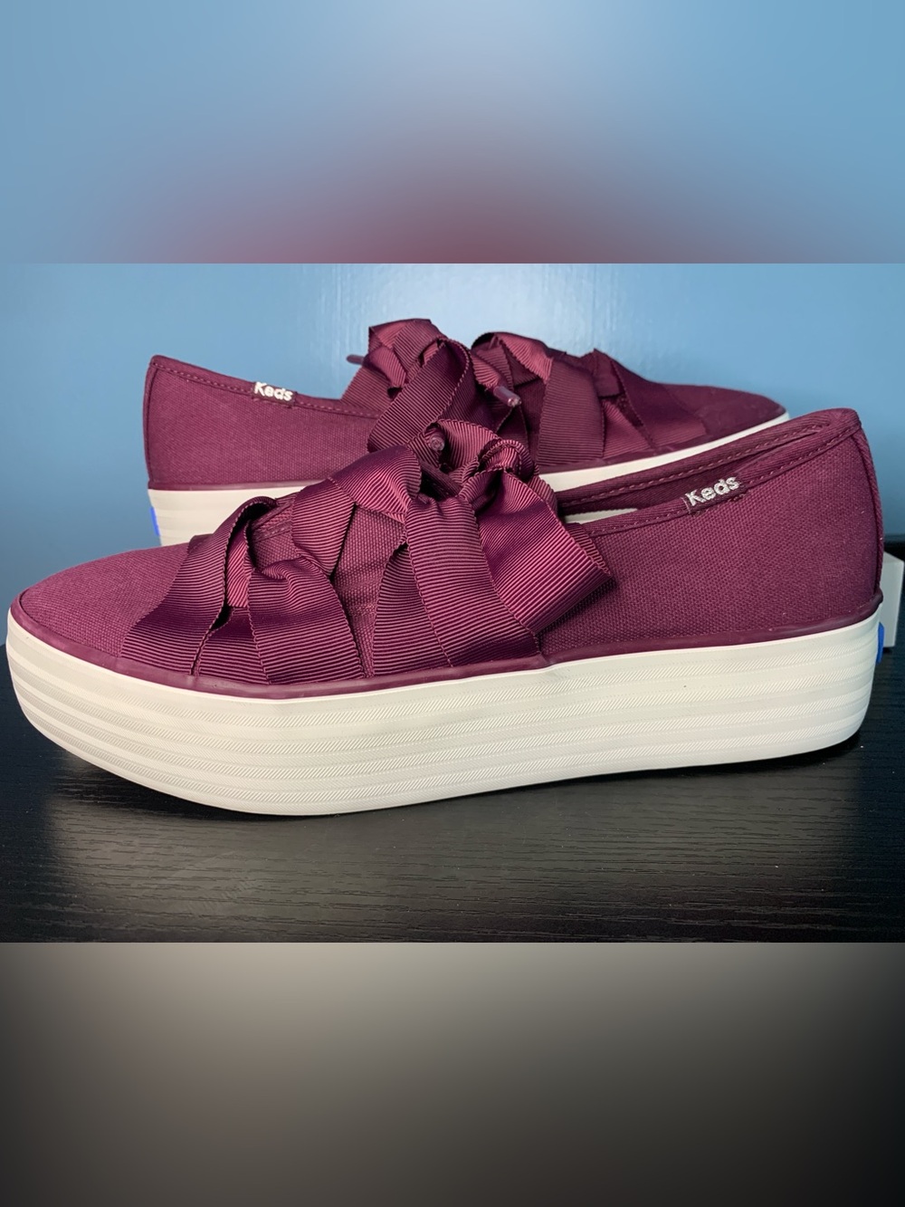 Keds Women’s Burgundy Ribbon-Accent Slip-On Sneakers